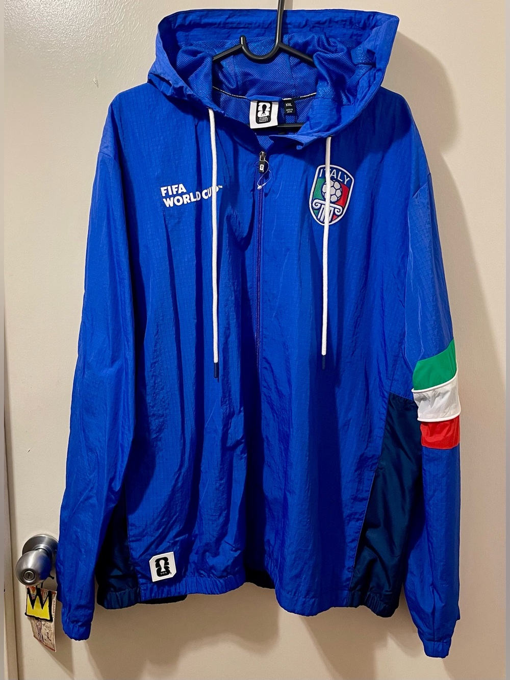 Italy FIFA World Cup Blue Hooded Windbreaker Jacket